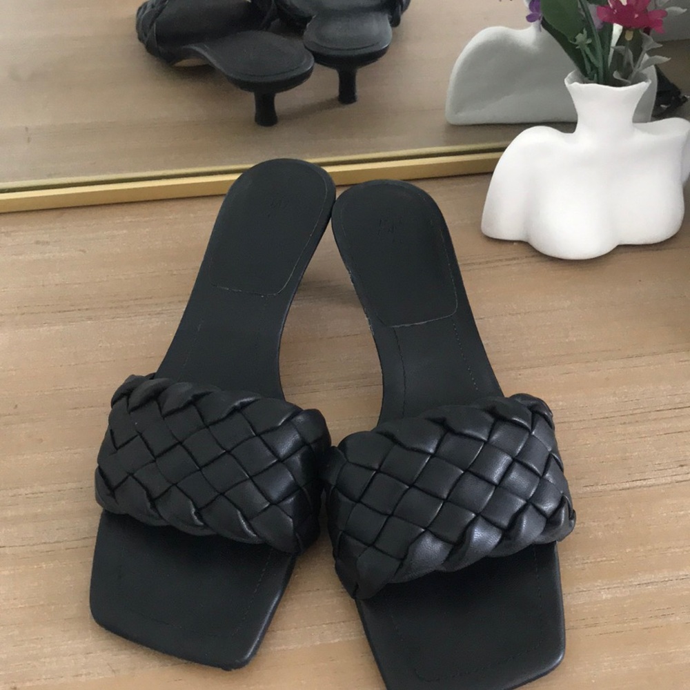 Braided kitten heel sandals